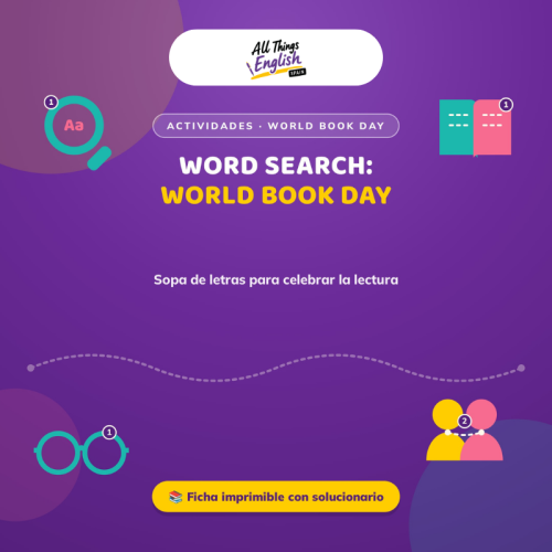 Sopa de Letras Dia del Libro en Ingles | Vocabulario PDF