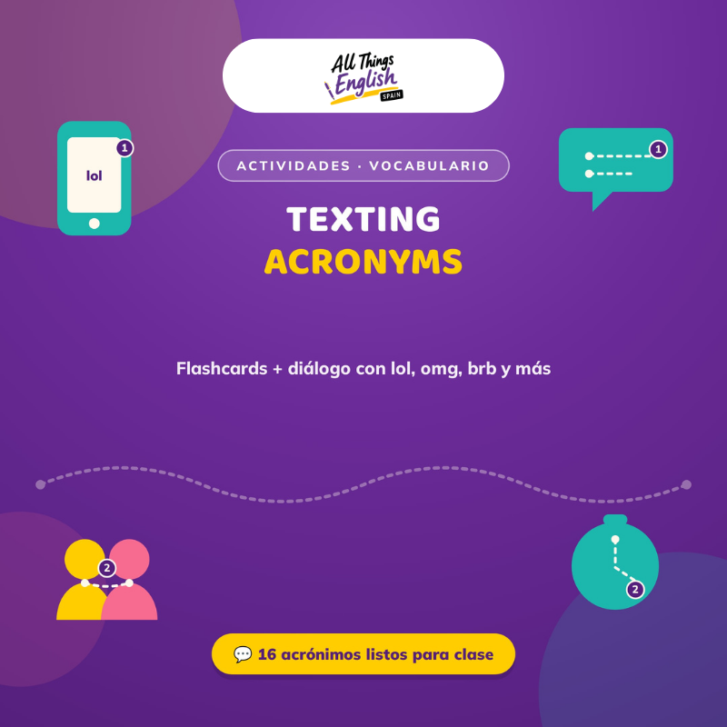 Acrónimos de Texto en Inglés (lol, omg, brb...) | Ficha + Flashcards