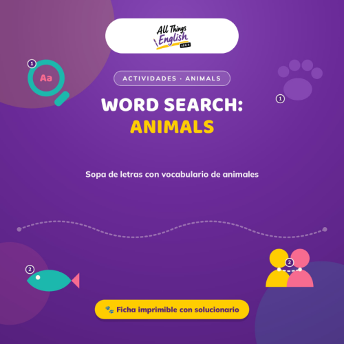 Sopa de Letras Animales en Inglés A-Z | Vocabulario PDF