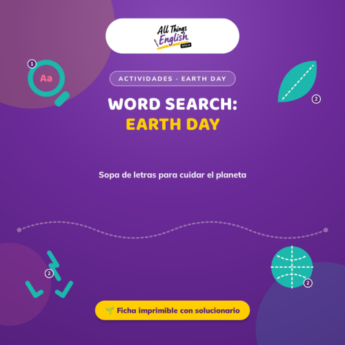 Sopa de Letras Día de la Tierra en Inglés | Vocabulario Earth Day PDF