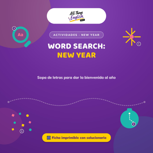 Sopa de Letras Año Nuevo en Inglés | Vocabulario New Year PDF