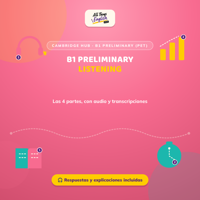 Simulacro Listening Cambridge B1 Preliminary (PET) | Con Audio y Soluciones