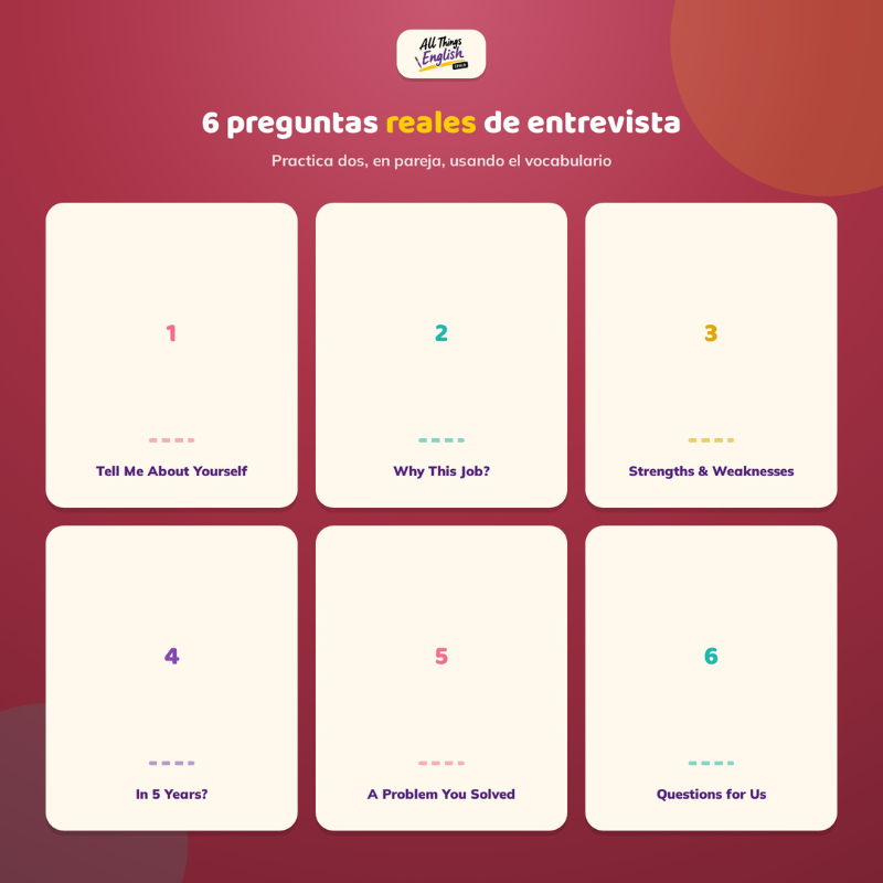 Vocabulario B2 Entrevista de Trabajo en Inglés | Ficha + Preguntas Reales