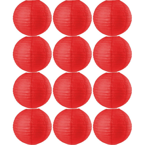 12 Linternas de Papel Rojas – Decoración para Lunar New Year