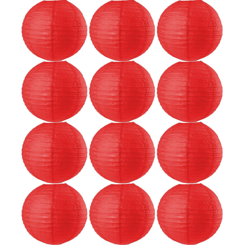 12 Linternas de Papel Rojas – Decoración para Lunar New Year